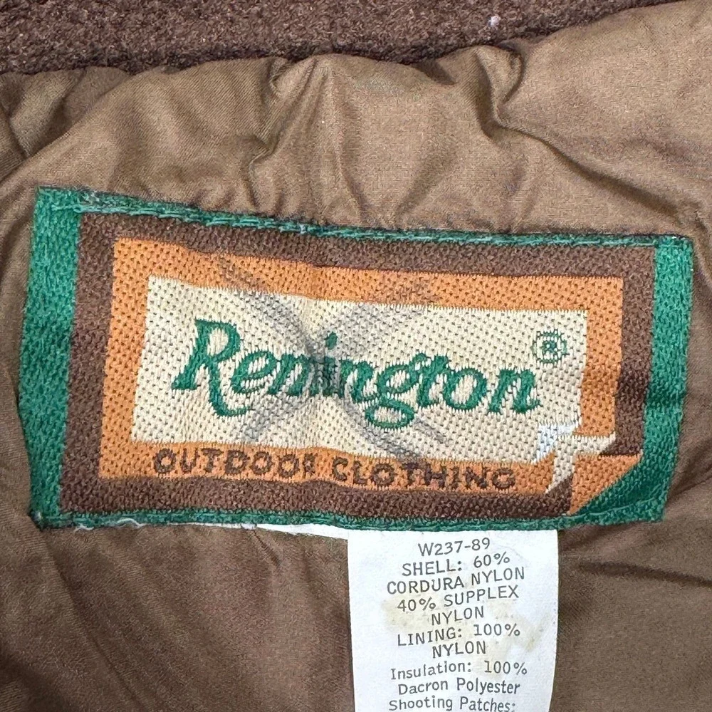 Vintage Remington Hunting Jacket Mens L Green Brown Quilted Shooting Field Coat